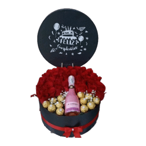 Caja redonda personalizada rosas rojas,  jp chocolates ferrero