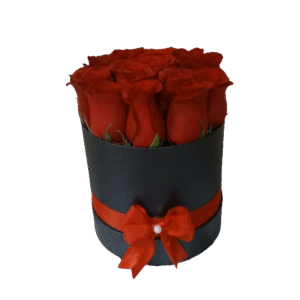 Topiario plano rosas rojas x12 y caja negra