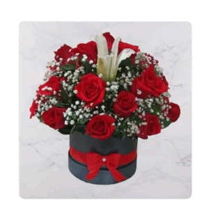 Topiario elevado 24 rosas y lirios