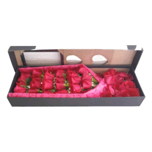 Caja alargada de rosas x24