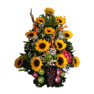 Ramo Frutal con Girasoles, Gladiolos, Canción de la India, y Lirios