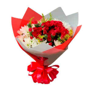 Bouquet de mano, elaborado en margaritas, clavellinas y papel coreano